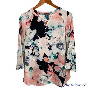 VAN HEUSEN / Floral Print 3/4 Sleeve Blouse Size S